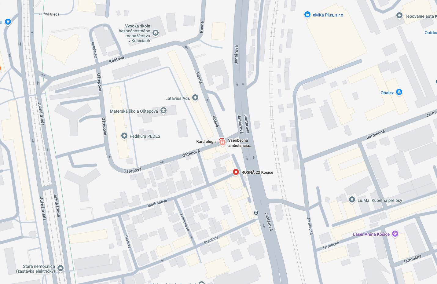 Mapa – Rosná 18, Košice